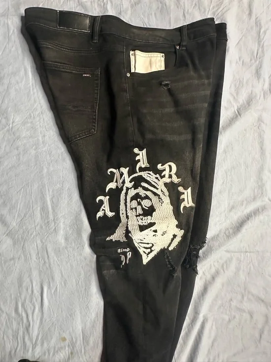 AMIRI Black Skinny Jeans with White Graphic Detailing - Men's - Picture 13 of 16